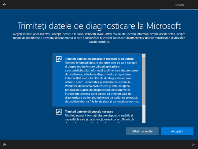 Trimite date de diagnosticare la Microsoft