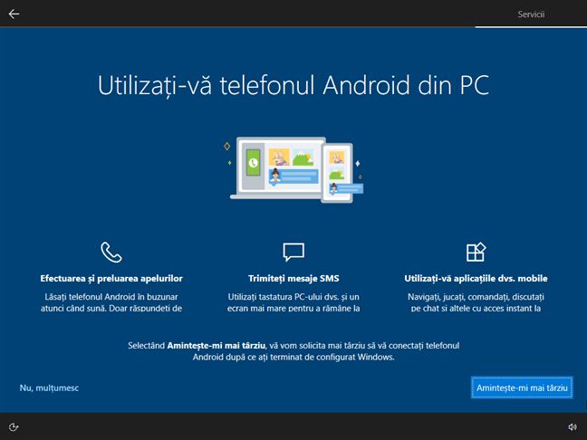 Conectarea telefonului cu Android la Windows 10