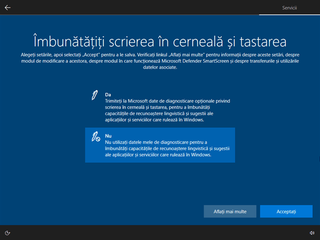 OpÈ›iunea de a participa la Ã®mbunÄƒtÄƒÈ›irea scrierii Ã®n cernealÄƒ È™i tastare