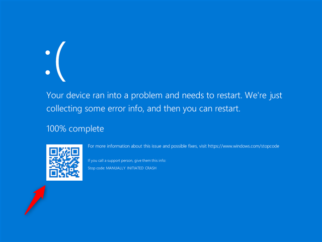 Un cod QR BSOD