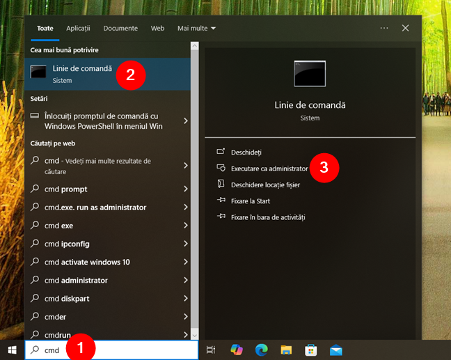 Deschide CMD ca administrator Ã®n Windows 10