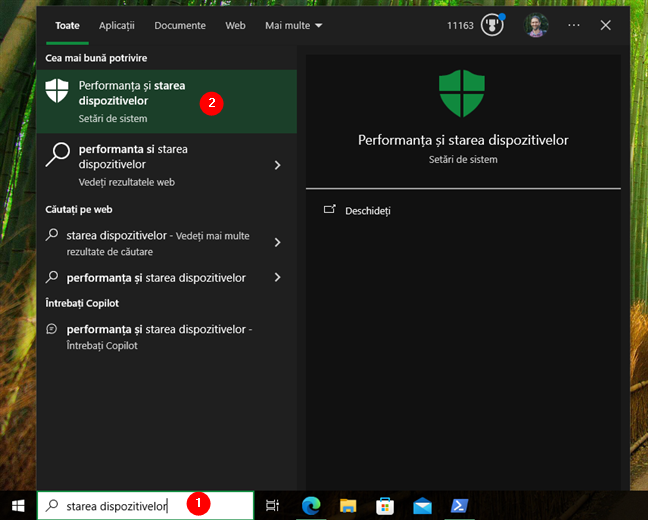 CautÄƒ starea dispozitivelor Ã®n Windows 10