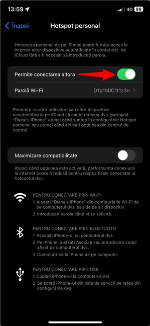 Cum activezi hotspotul pe un iPhone