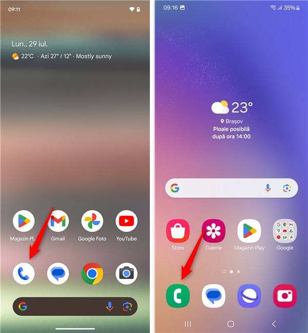 ApasÄƒ pe aplicaÈ›ia Telefon pentru a o deschide