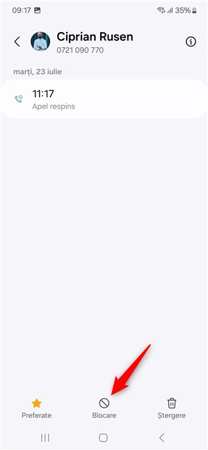 Blocarea unui contact pe un telefon Samsung Galaxy