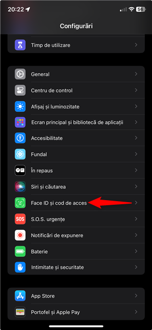 AcceseazÄƒ Face ID È™i cod de acces Ã®n ConfigurÄƒri