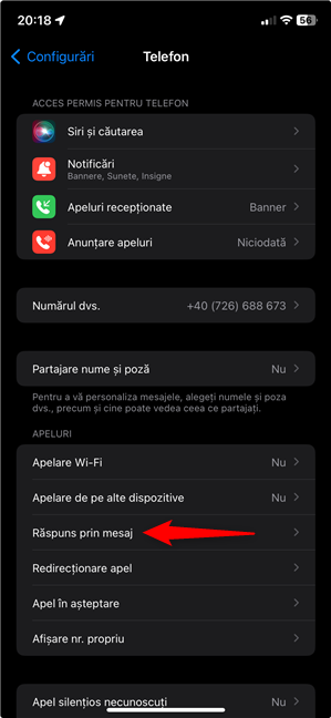 AcceseazÄƒ RÄƒspuns prin mesaj pe iPhone