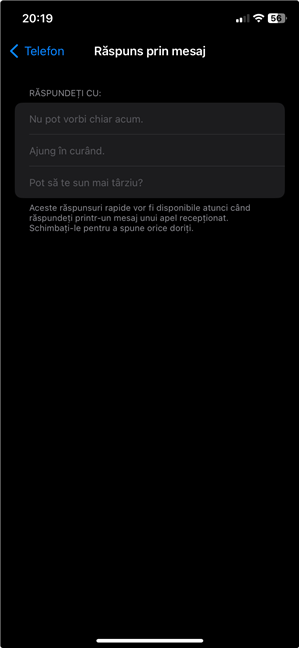 RÄƒspunsurile rapide implicite pentru apelurile primite pe iPhone