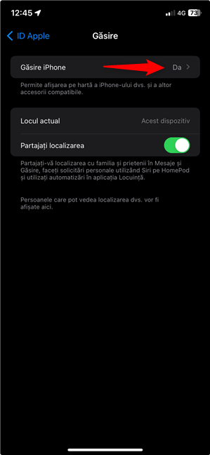 Unde este GÄƒsire iPhone Ã®n SetÄƒri?