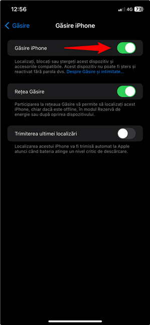 Comutatorul GÄƒsire iPhone