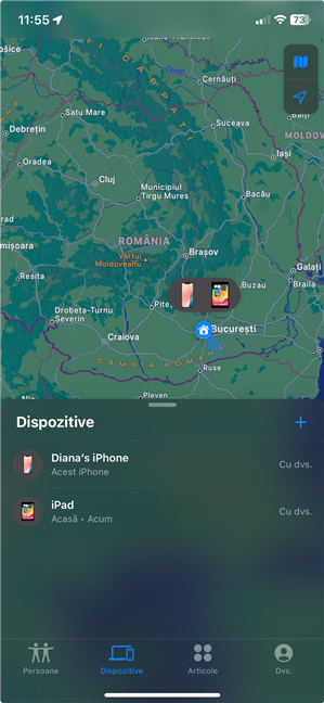 LocaÈ›ia iPhone-ului È™i iPad-ului meu Ã®n aplicaÈ›ia GÄƒsire