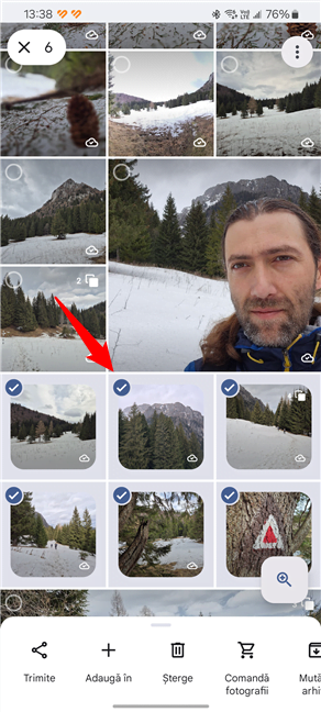 Selectarea fotografiilor Ã®n Google Foto