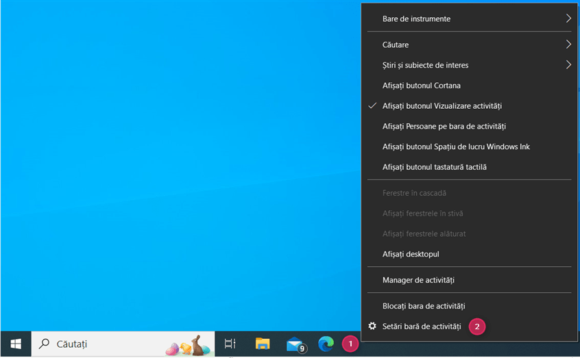 DÄƒ clic dreapta pe bara de activitÄƒÈ›i È™i alege SetÄƒri bara de activitÄƒÈ›i