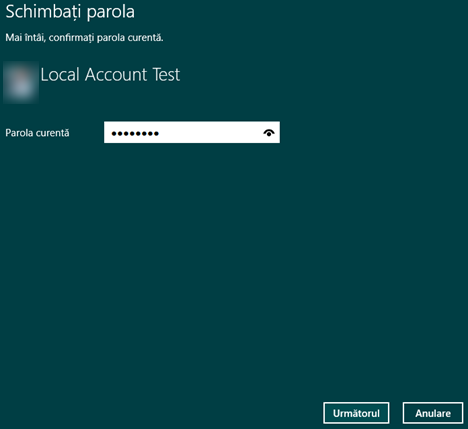 Windows 8.1, Setari PC, cont, utilizator, local, parola, schimba