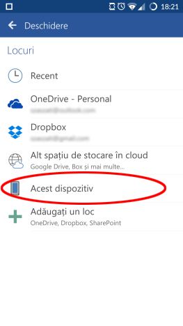 Android, Microsoft, Office, Word, fisier, deschide, accesare, cloud