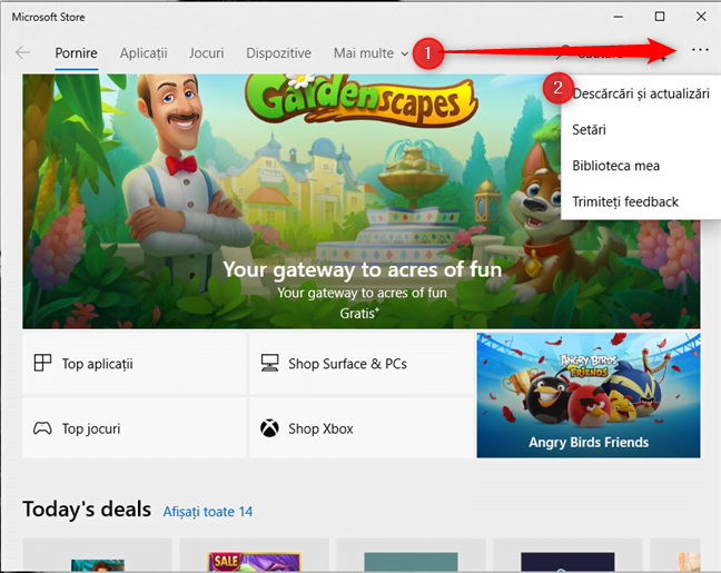 Accesează Descărcări și actualizări în Microsoft Store