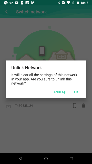 Aplicația mobilă ASUS Lyra - ștergerea sistemului mesh WiFi