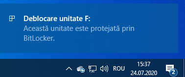 Această unitate este protejată prin BitLocker