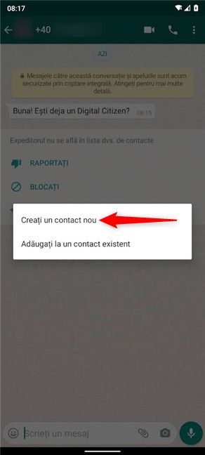 Alege Creați un contact nou