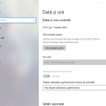 Setările de Dată și oră sunt limitate și dezactivate pe un cont standard de utilizator