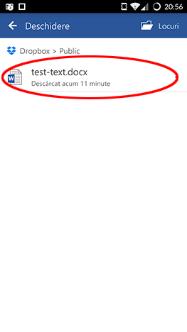Microsoft Office, Dropbox, Android, conectare, cont