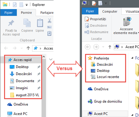 File Explorer, diferente, Windows 10, Windows 8.1