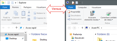 File Explorer, diferente, Windows 10, Windows 8.1