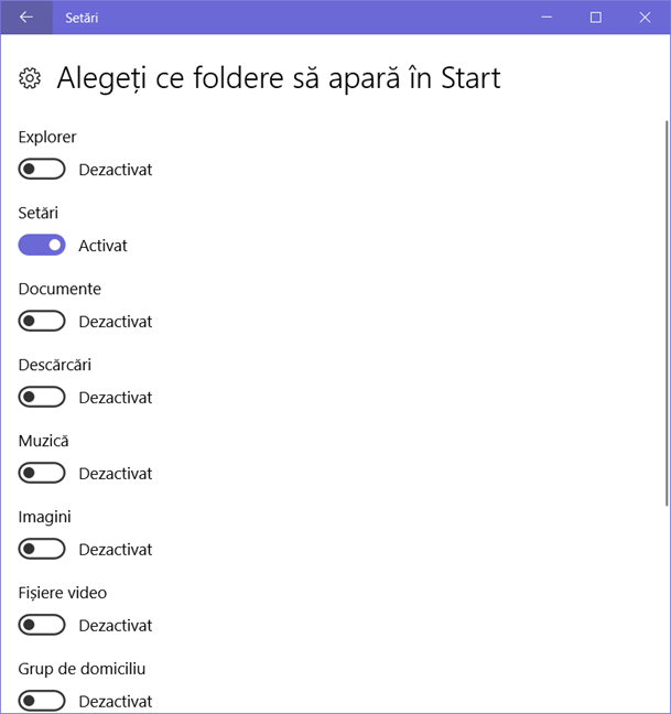 Windows 10, Meniul Start, foldere