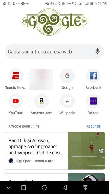 Google Discover în Google Chrome