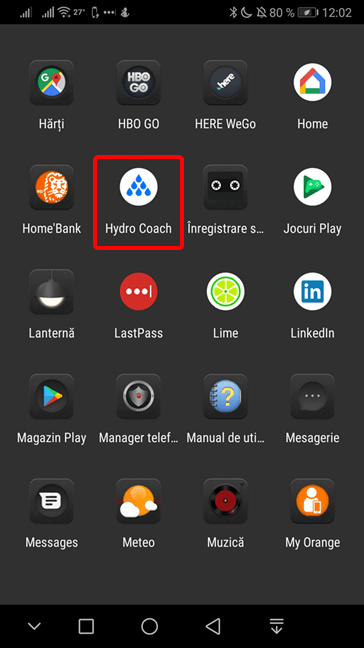 Hydro Coach în sertarul de aplicații