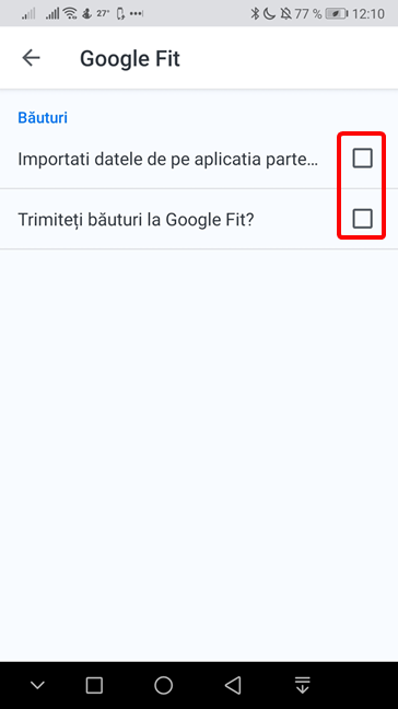 Opțiuni de conectare la alte aplicații în Hydro Coach