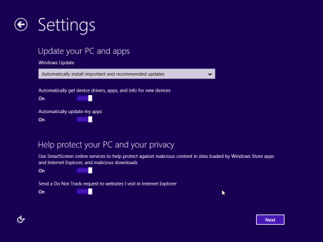 Windows 8.1, RTM, Setup, Instalare, Personalizare