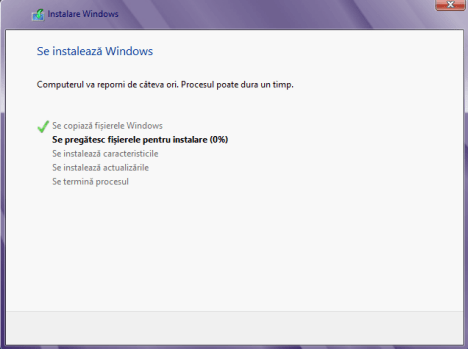 Instalare Windows 8 in romana