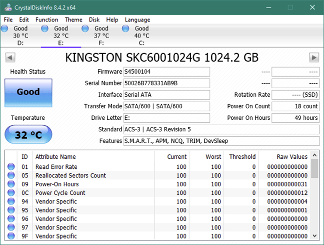 Informații despre Kingston KC600 1 TB 2.5&quot; SATA SSD