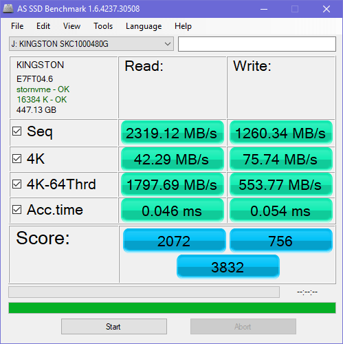 Kingston KC1000, NVMe SSD