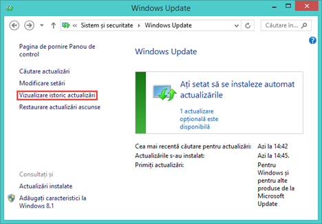 Windows Update, actualizari, instalate, ascunse