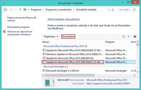 Windows Update, actualizari, instalate, ascunse