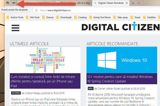 Microsoft Edge, Windows 10, file, deoparte