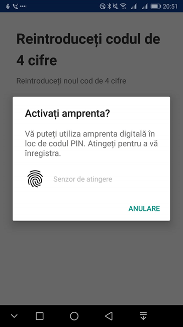 Activează amprenta în OneDrive pentru Android