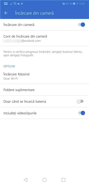 Configurarea OneDrive în Android pentru a încărca automat toate fotografiile