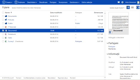 OneDrive, sit, administreaza, acceseaza, sorteaza, fisiere