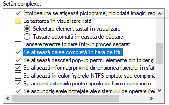 Afișează calea completă în bara de titlu