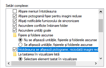 Întotdeauna afișează pictograme