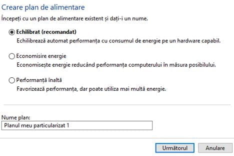 plan alimentare, creaza, personalizat, Windows, baterie