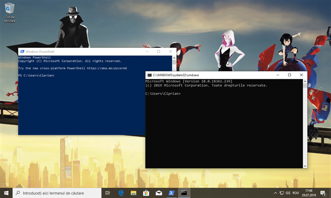 PowerShell și Command Prompt în Windows 10