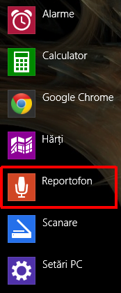 reportofon, inregistrare sunete, Windows 8.1, aplicatie, editare, partajare