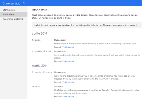 raportare, probleme, servicii, Microsoft, OneDrive, Outlook.com