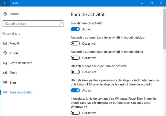 Windows 10, Setari, aplicatie, noutati