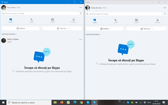 Împarte-ți ecranul între cele două aplicații Skype diferite în Windows 10