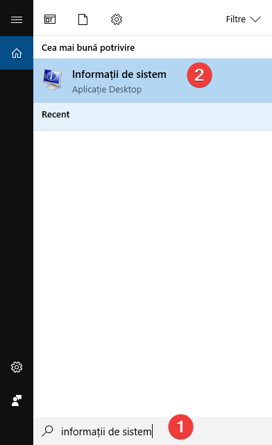 Caută informații de sistem în Windows 10